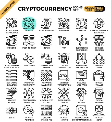 Blockchain technology concept linear Royalty Free Vector