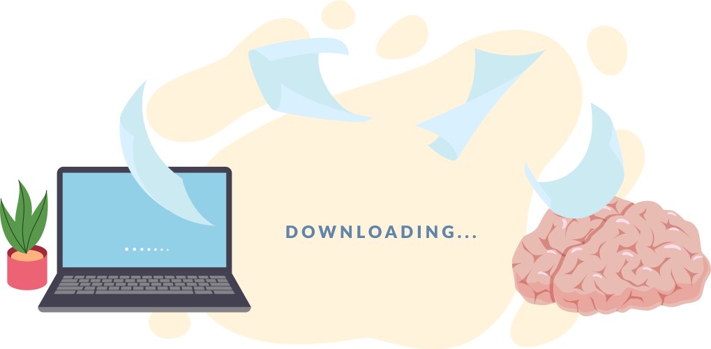 Data Upload and Brain Processing vector image