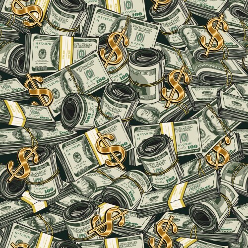 Money Wads & Rolls Pattern Vector Image