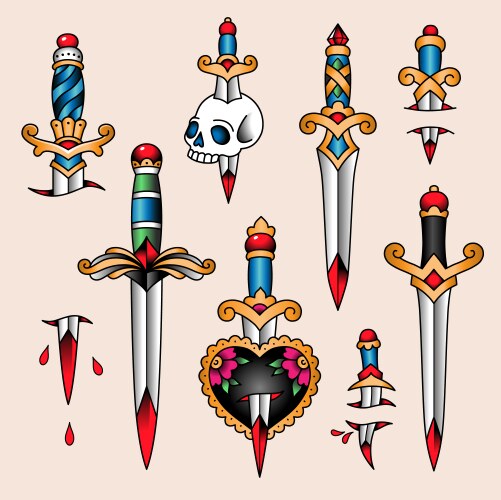 Tattoo set mini Royalty Free Vector Image - VectorStock