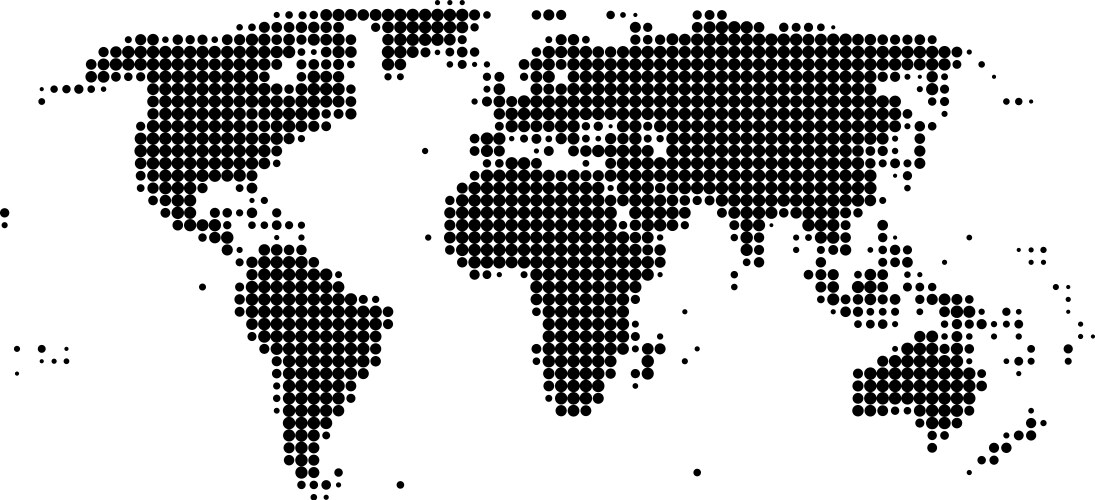 Black color world map isolated on white Royalty Free Vector