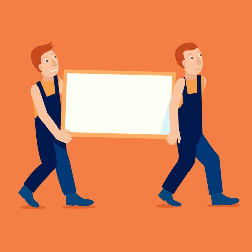 Characters holding empty frame with copy space vector image