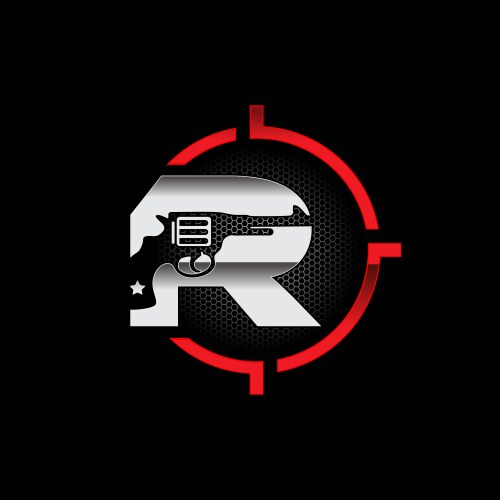 Initial logo for letter r with gun and tactical Vector Image