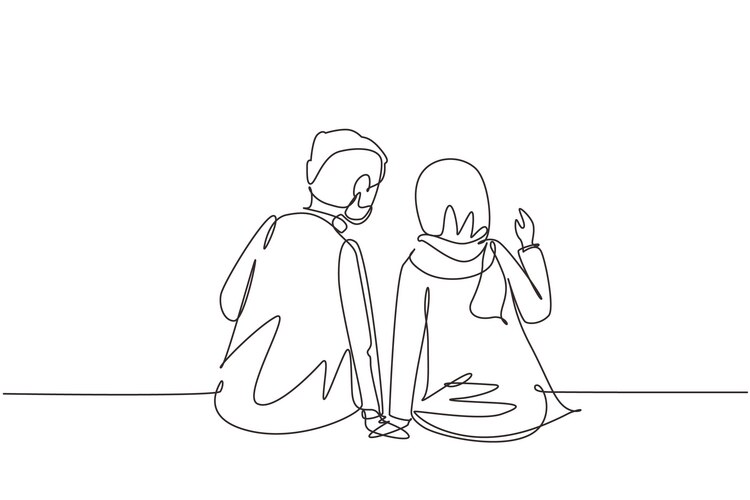 Continuous one line drawing back view people Vector Image