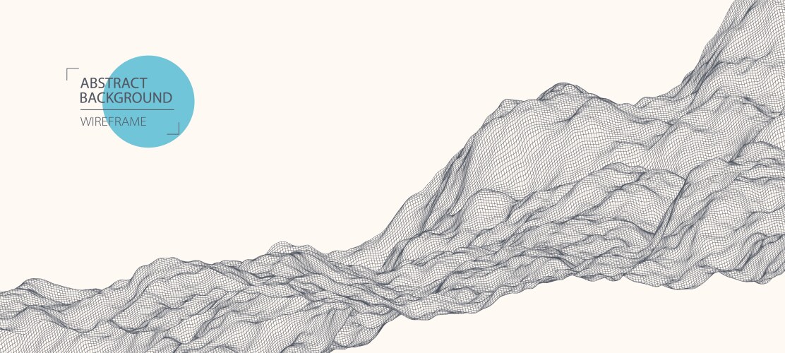 Abstract waves is made in a wireframe style vector image