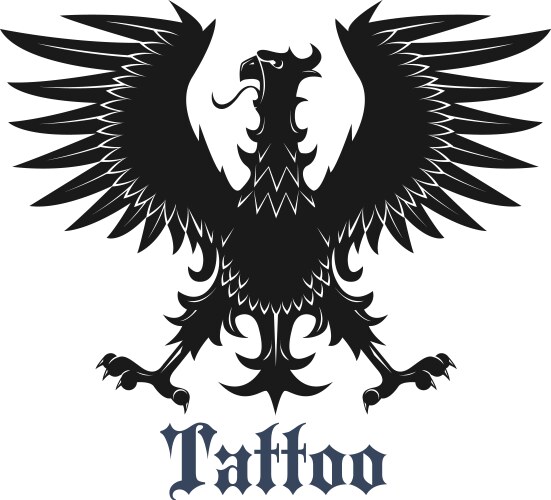 Black heraldic eagle with outstretched wings Vector Image