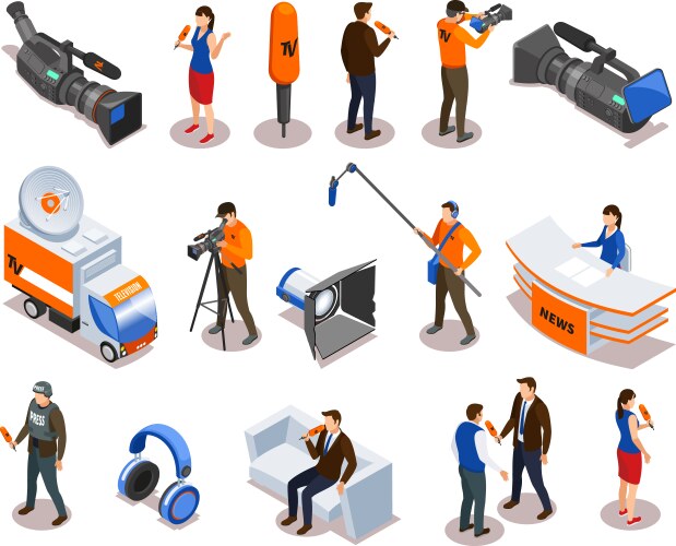 Isometric broadcasting van Royalty Free Vector Image