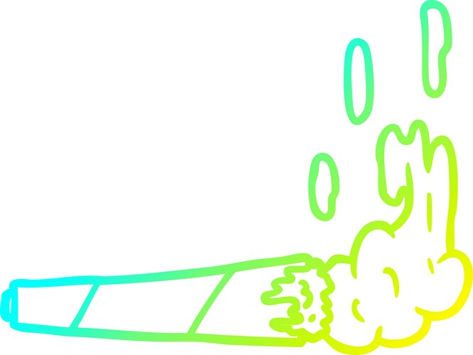 Cold gradient line drawing marijuana joint Vector Image