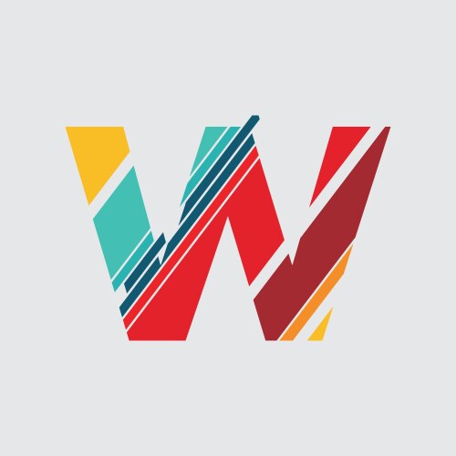 W letter one line colorful logo design template Vector Image