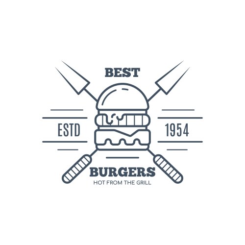 burgers badge design line art vector image