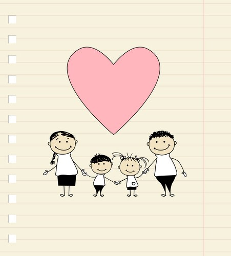 Smiling Family Sketch Vector Image