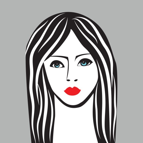 beauty girl face sketch woman portrai vector