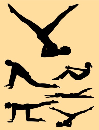 Pilates training sports women silhouette Vector Image