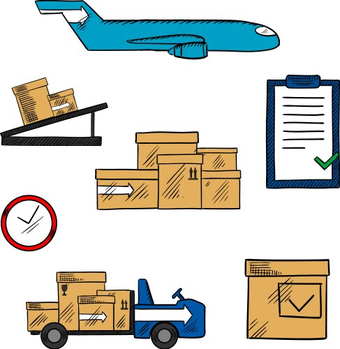 air freight and shipping icons vector image