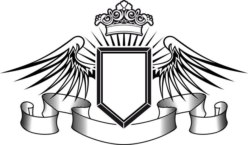 Heraldic Shield with Angel Wings Vector Image