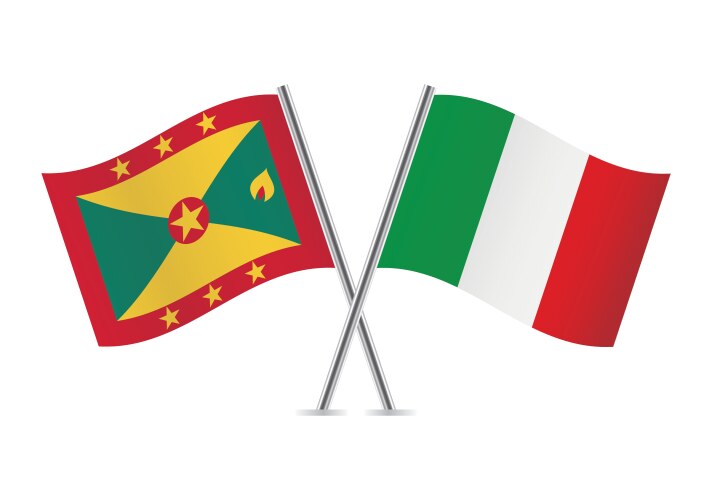 grenada and italy crossed flags vector