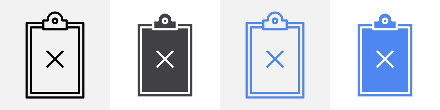 Sheet with cross icon set use for web ui or app vector image