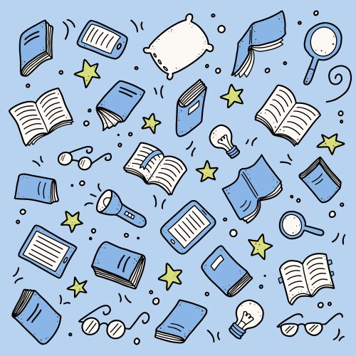 Book stack sketch set hand drawn doodle Royalty Free Vector