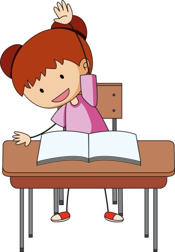 Cartoon girl studying Royalty Free Vector Image