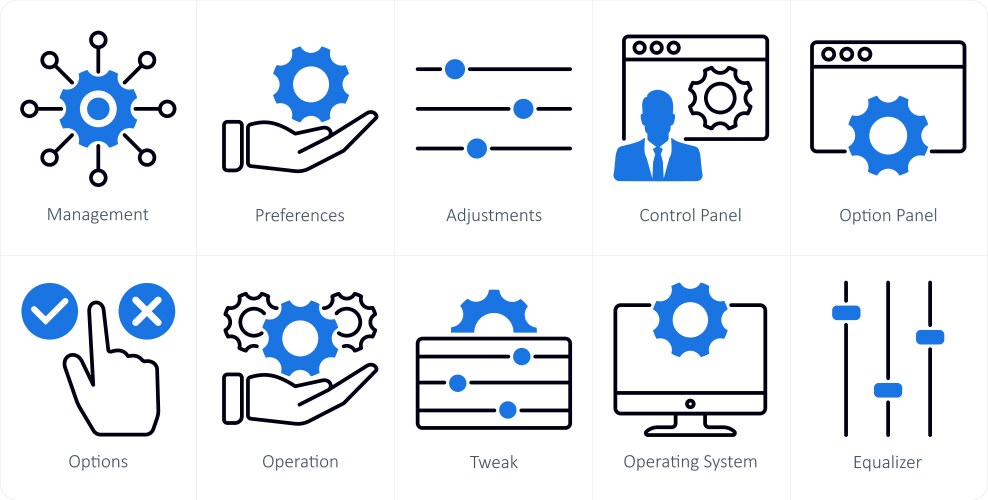 A set of 10 settings and configuration icons vector image