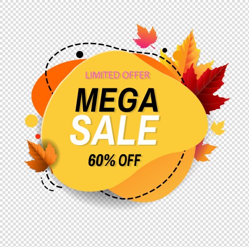 Mega sale banner isolated transparent background vector image