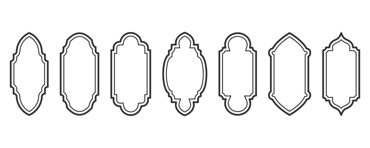 Ramadan frame shapes window arabic arc outline Vector Image