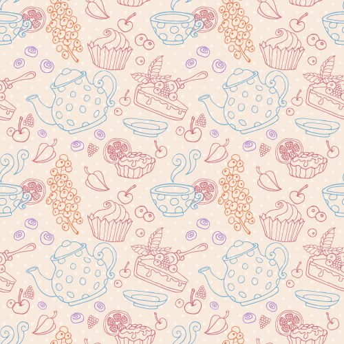 Hand drawn pastry seamless pattern with cakes Vector Image