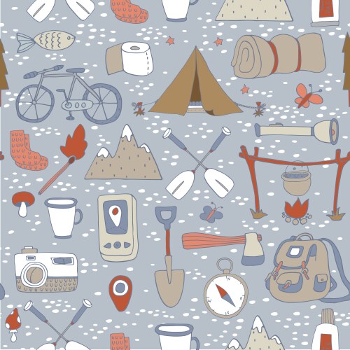 Seamless pattern with adventure equipment Vector Image
