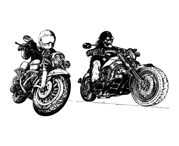 Skeleton rider on motorcycledrawn biker Vector Image