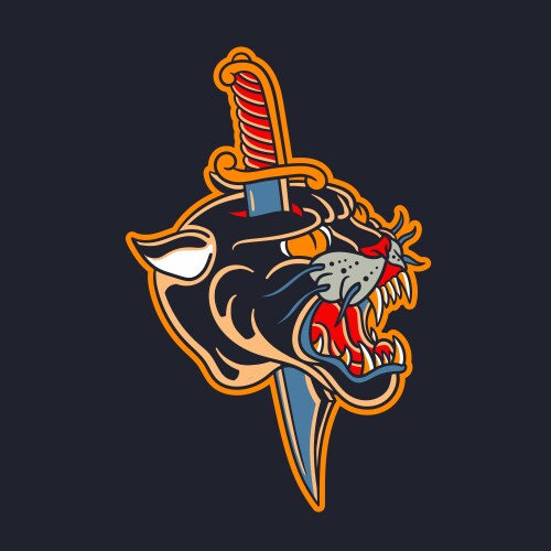 Panther with Dagger Vector Image