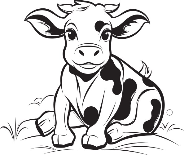 Coloring capers cartoon cow black logo cartoon Vector Image