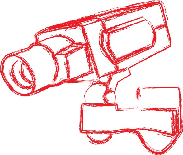 red and white surveillance camera cctv vector image