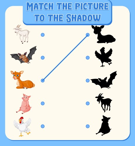 Children activity shadow matching game Royalty Free Vector