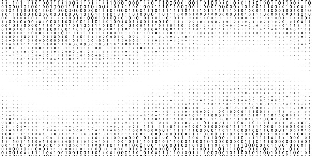 Wavy binary code halftone gradient bg vector image