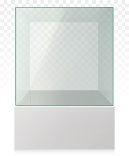 Realistic empty transparent glass cube on pedestal vector image