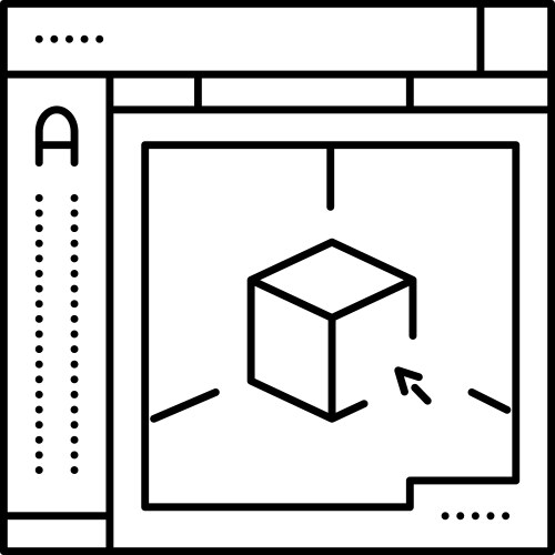 Autocad 3d program neon glow icon Royalty Free Vector Image