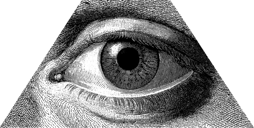 Illuminati eye in pyramid symbol with engraved Vector Image