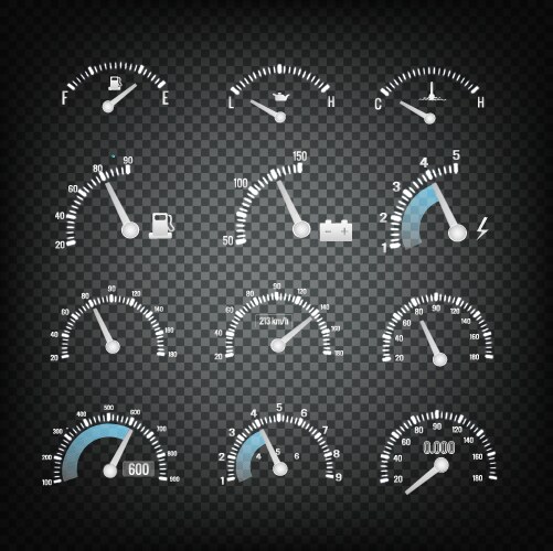 car dashboard control panel elements collection vector