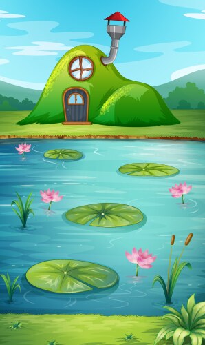 Calm Pond Scene Royalty Free Vector Image Vectorstock