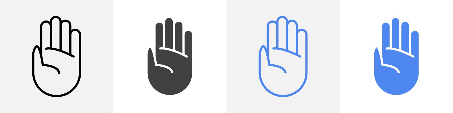 Stop hand icon set use for web ui or app vector image
