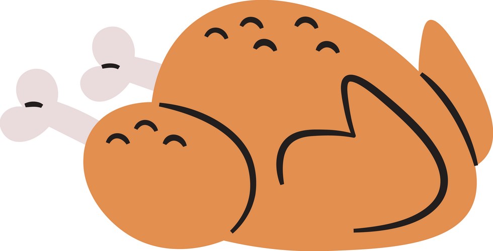 Roasted Turkey Thanksgiving Vector Image