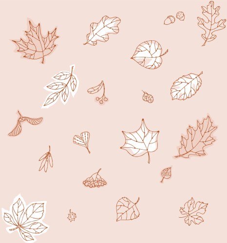Seamless pattern with doodle leaves acorns modern Vector Image