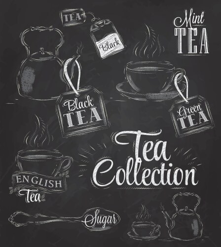 Vintage Chalk Tea Collection Vector Image