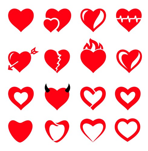 Hearts icon set Vector Image