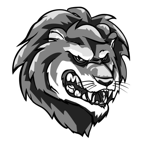 Lion mascot monochrome team label design Vector Image