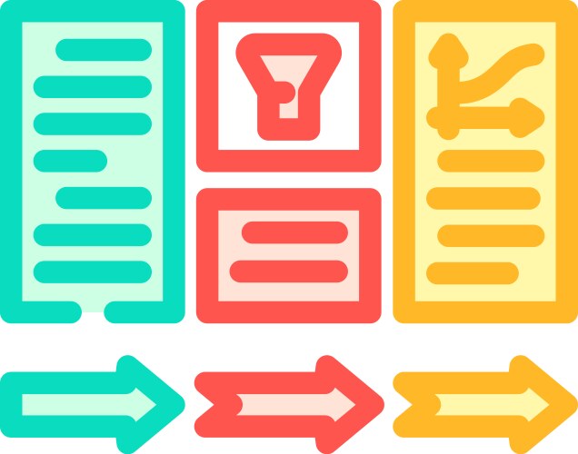 Data processing pipeline ai integration color icon vector image