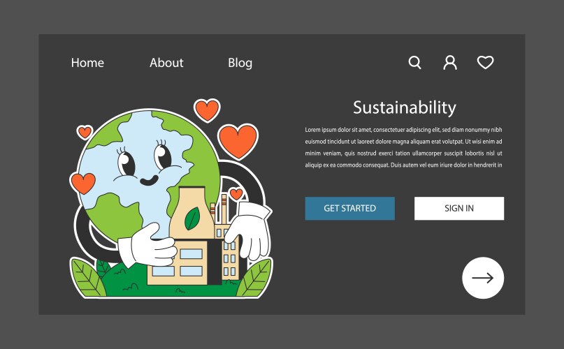 sustainability night or dark mode web banner vector image