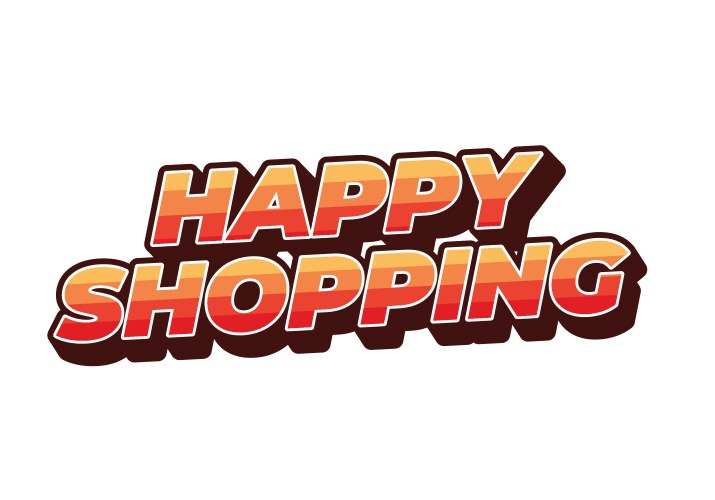 Happy shopping text effect with 3d style Vector Image