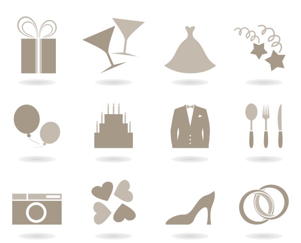 Black wedding icons set Royalty Free Vector Image