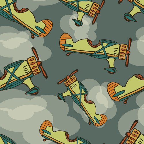 Hand draw cartoon airplane seamless eps10 Vector Image